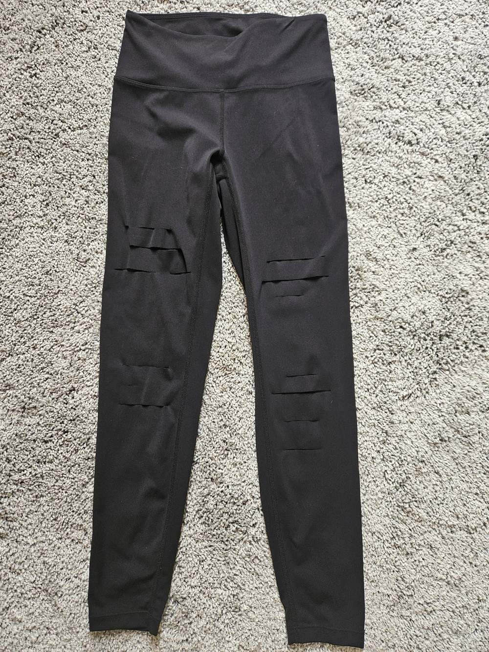 Zyia Black High-Waist Leggings with Cutout Knee Details